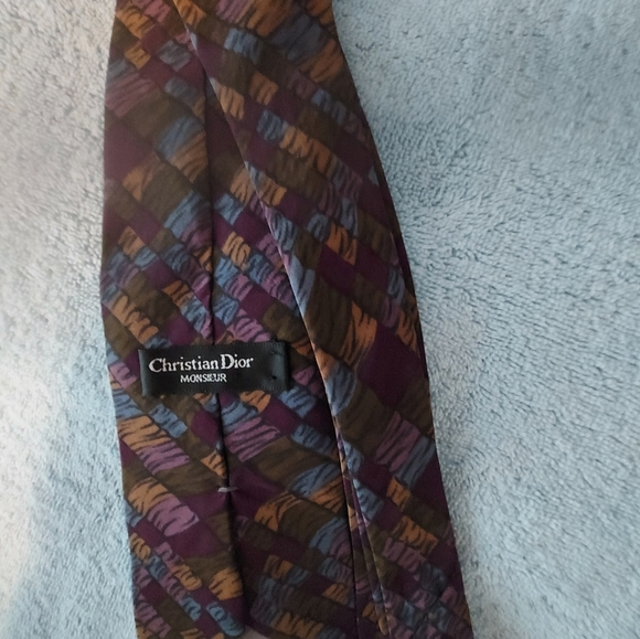Christian Dior Mens Purple Geometric Monsieur Silk Tie - Picture 6 of 7